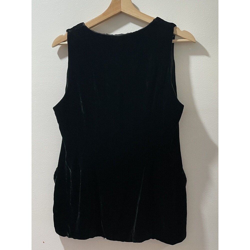 Vtg 90s Ann Taylor Black Velvet Vest Silk Blend V-Neck Waistcoat Size 6 - Picture 2 of 5